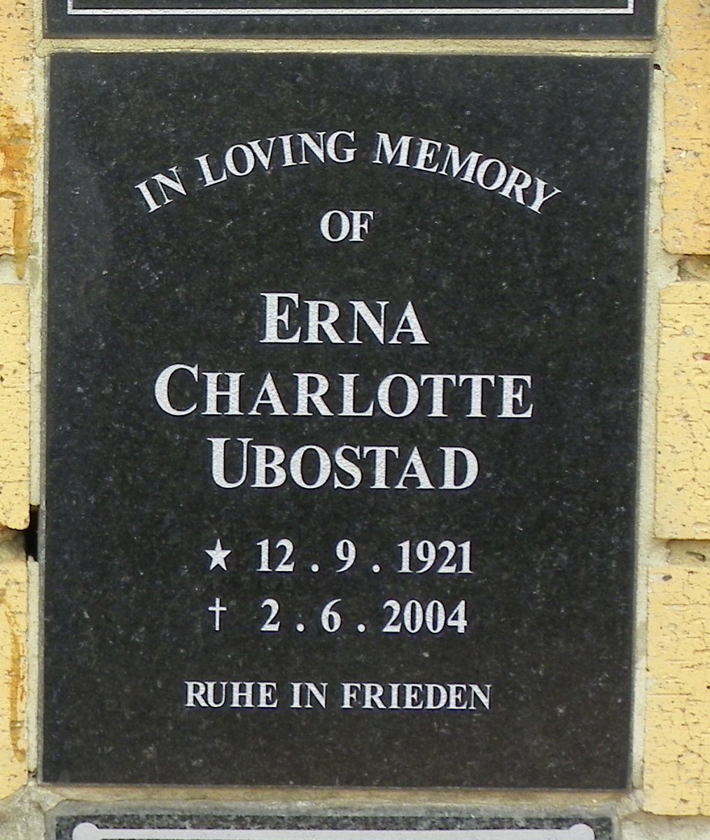 UBOSTAD Erna Charlotte 1921-2004