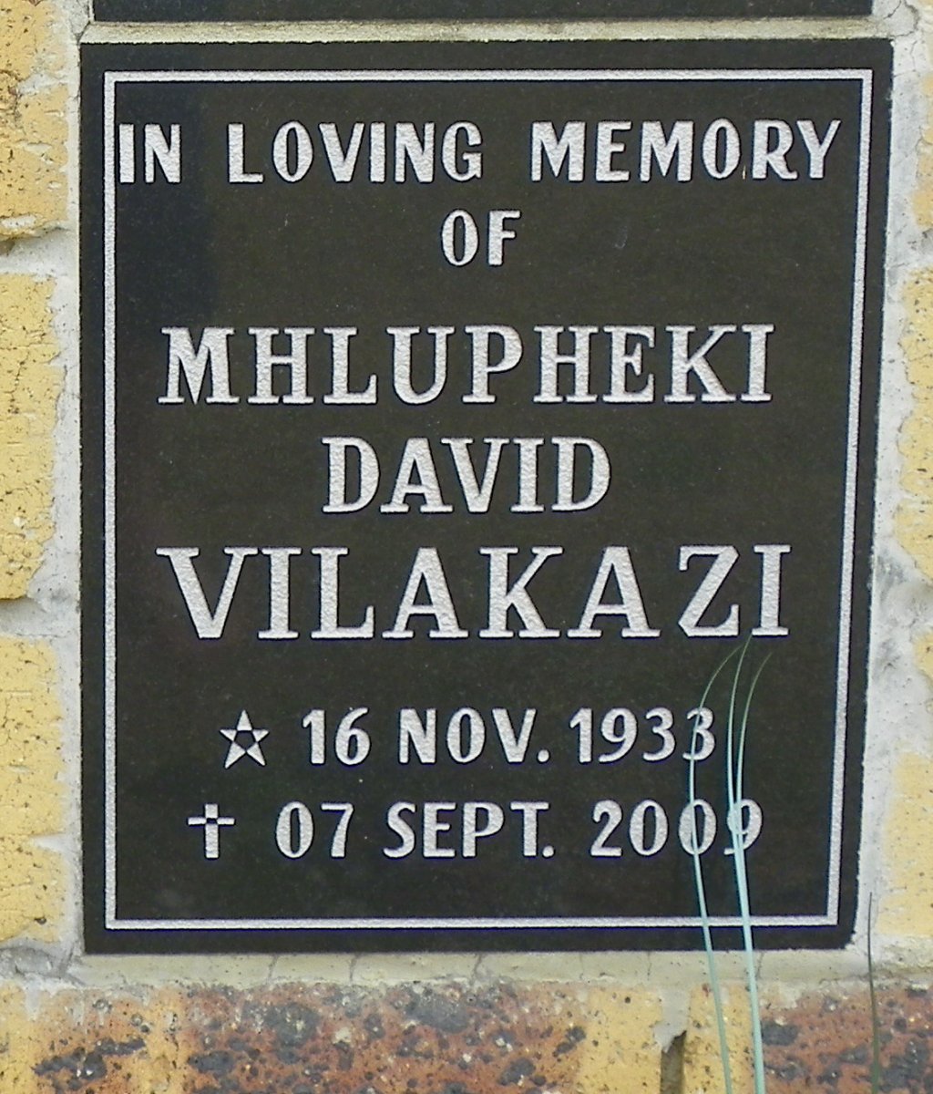 VILAKAZI Mhlupheki David 1933-2009