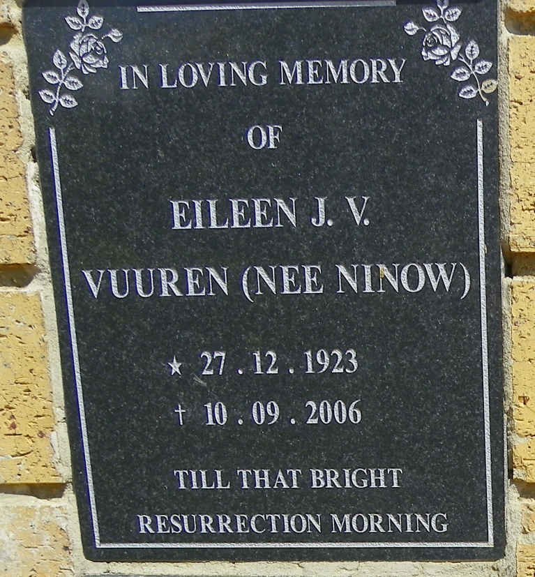 VUUREN Eileen, J.V. nee NINOW 1923-2006