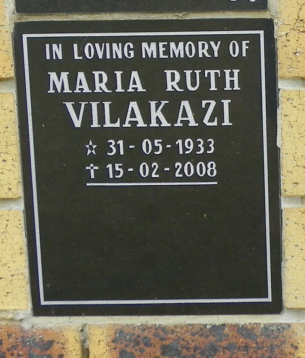 VILAKAZI Maria Ruth 1933-2008