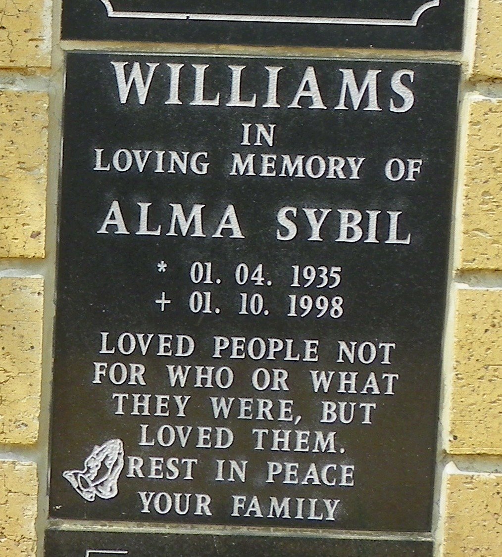 WILLIAMS Alma Sybil 1935-1998