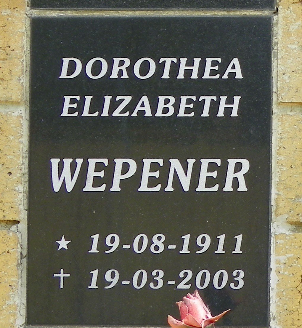 WEPENER Dorothea Elizabeth 1911-2003