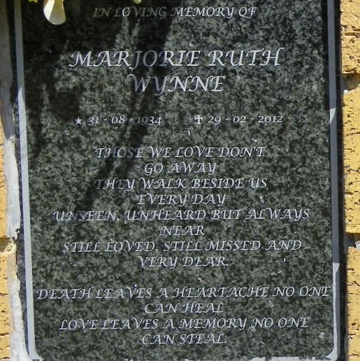 WYNNE Marjorie Ruth 1934-2012