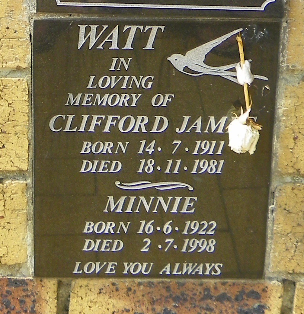 WATT Clifford James 1911-1981 &amp; Minnie 1922-1998