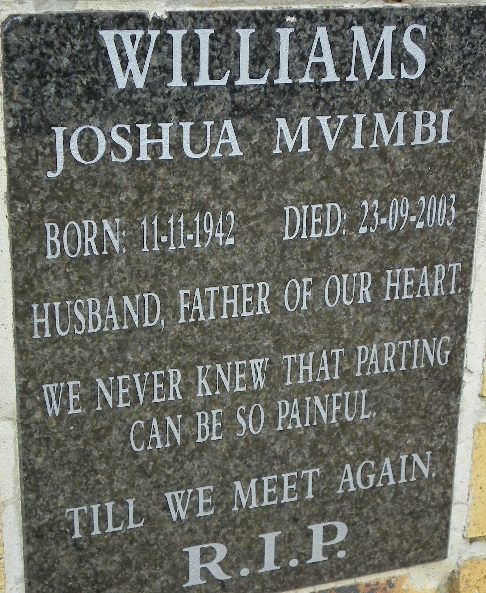 WILLIAMS Joshua Mvimbi 1942-2003