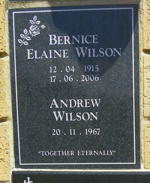 WILSON Andrew 1967 :: WILSON Bernice Elaine 1915-2006