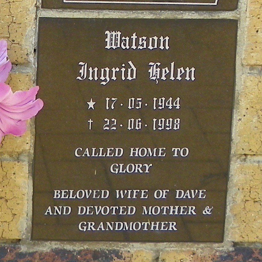 WATSON Ingrid Helen 1944-1998