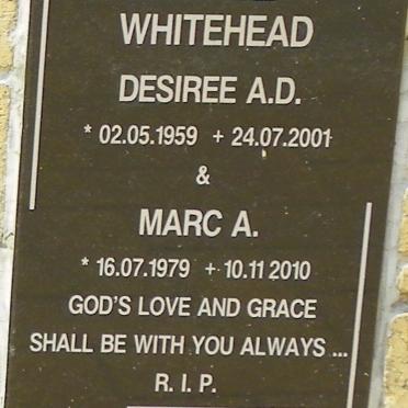 WHITEHEAD Desiree A.D. 1959-2001 :: WHITEHEAD Marc A. 1979-2010