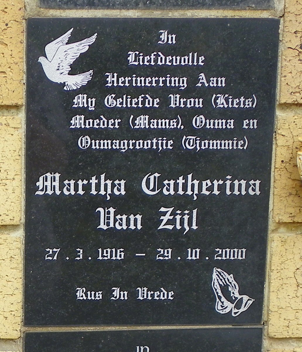 ZIJL Martha Catherina, van 1916-2000