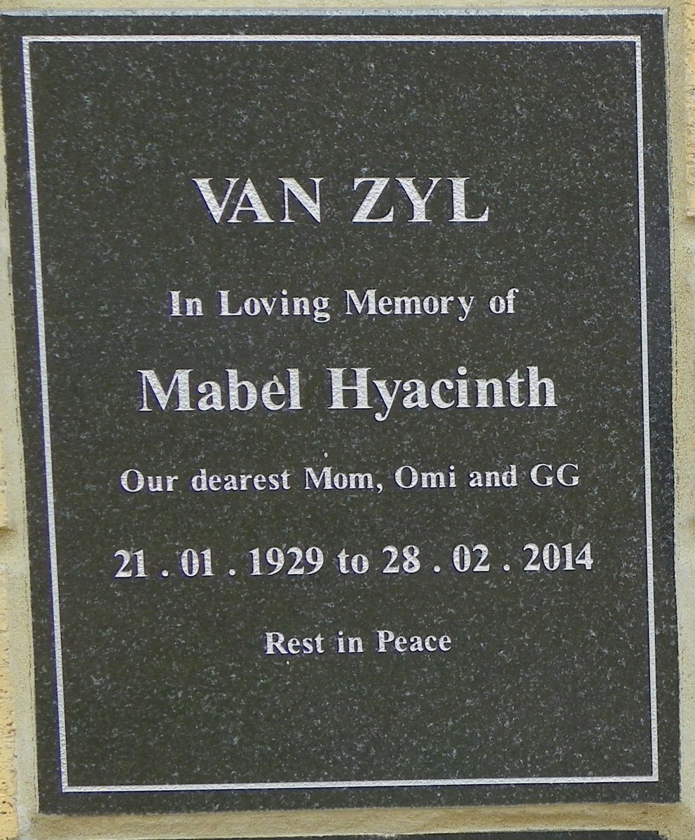 ZYL Mabel Hyacinth, van 1929-2014