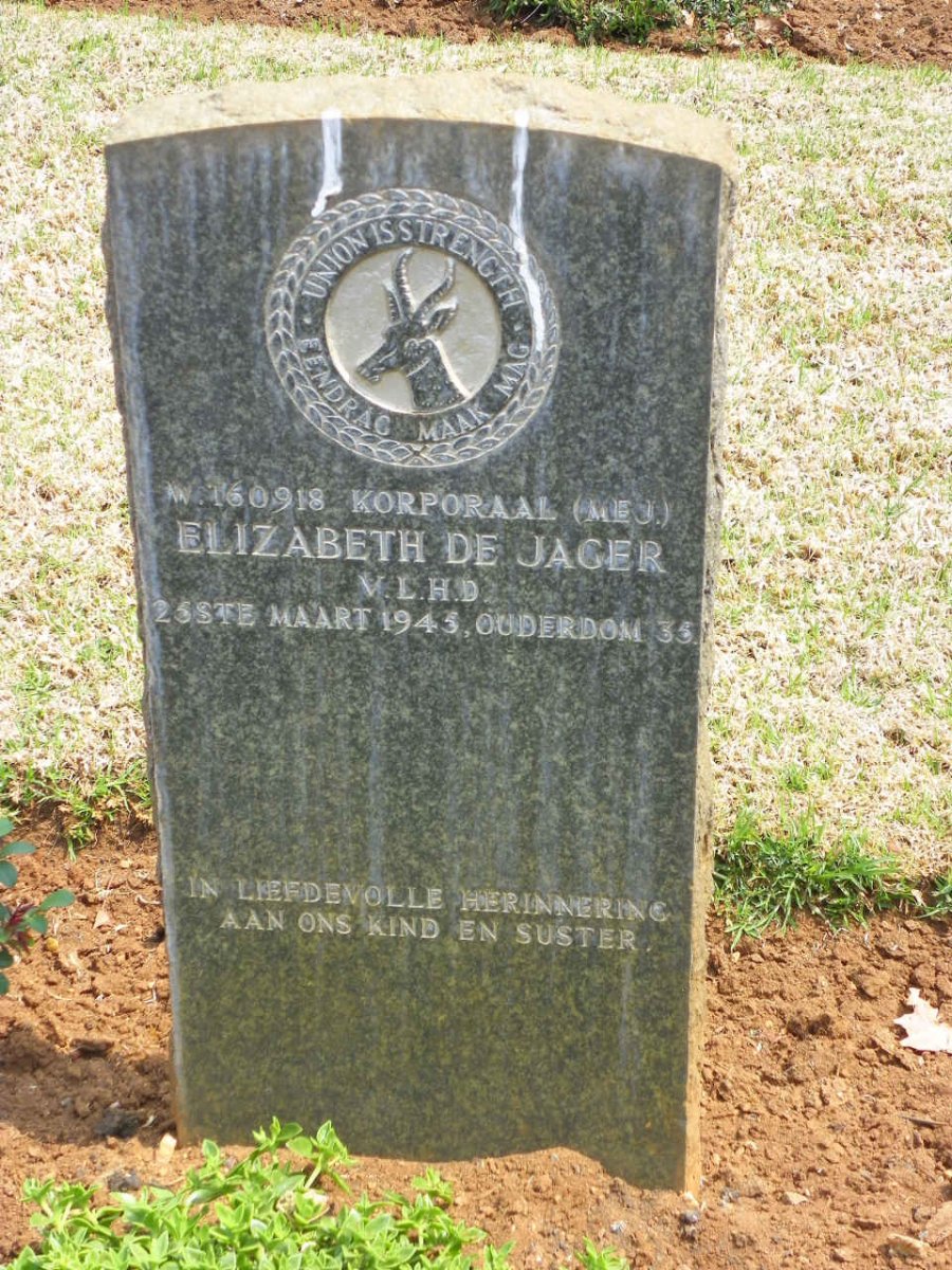 JAGER Elizabeth, de -1945
