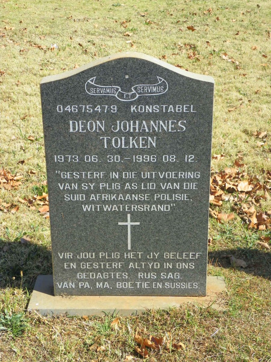 TOLKEN Deon Johannes 1973-1996