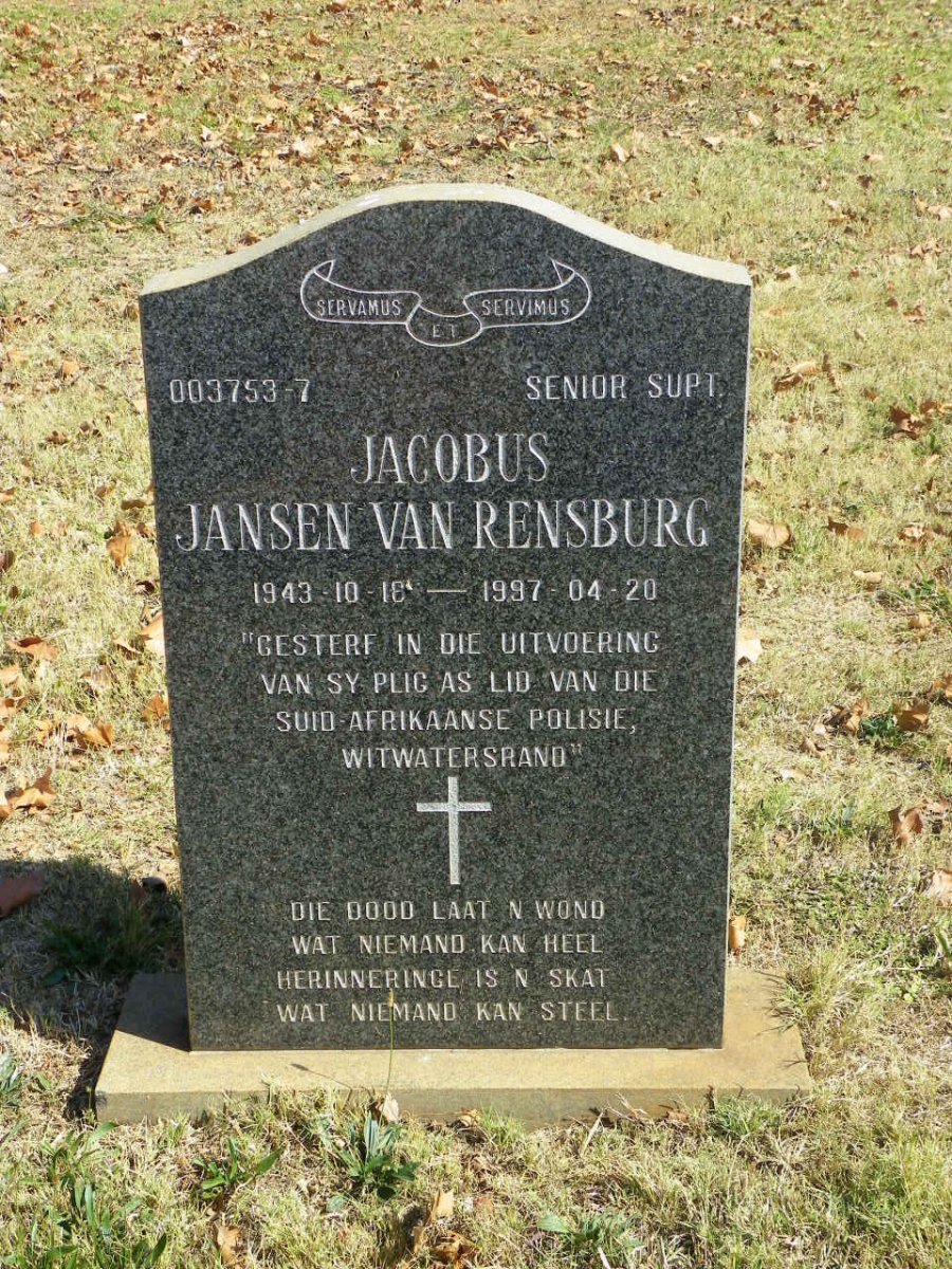 RENSBURG Jacobus, Jansen van 1943-1997