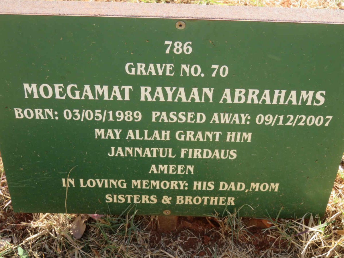 ABRAHAMS Moegamat Rayaan 1989-2007