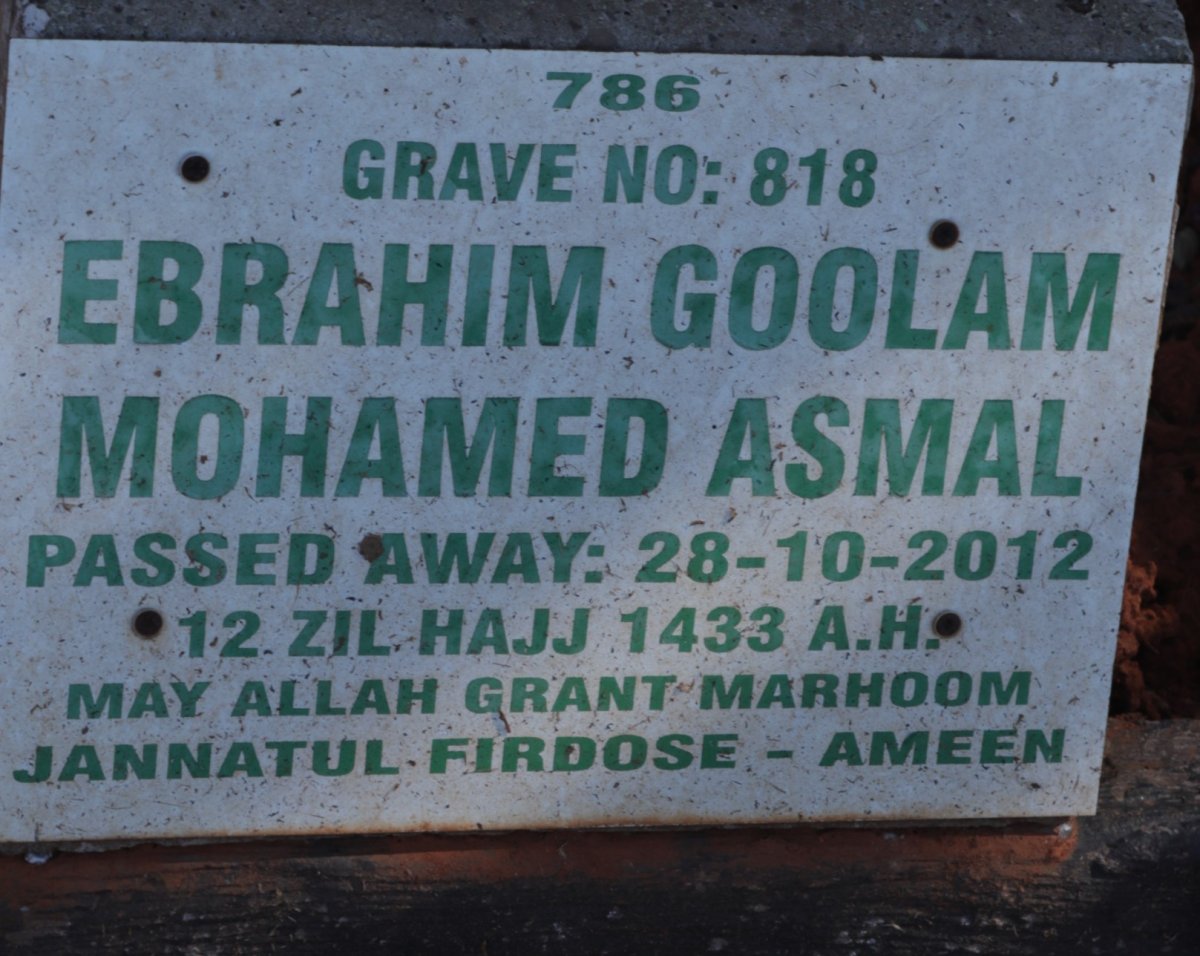 ASMAL Ebrahim Goolam Mohamed -2012