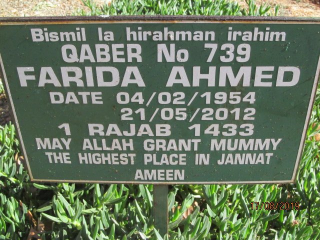 AHMED Farida 1954-2012