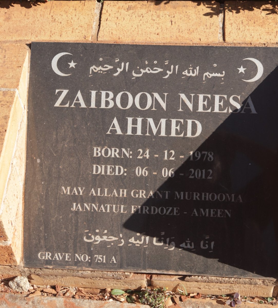 AHMED Zaiboon Nees 1978-2012