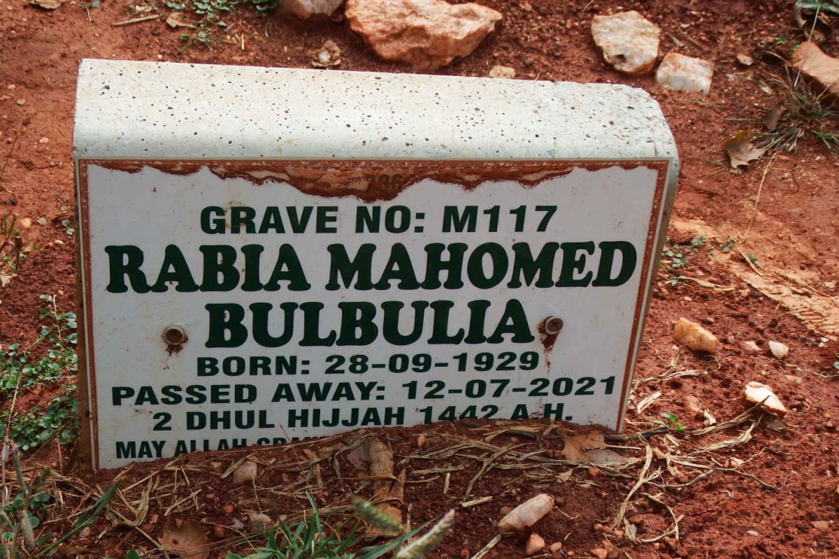 BULBULIA Rabia Mahomed 1929-2021