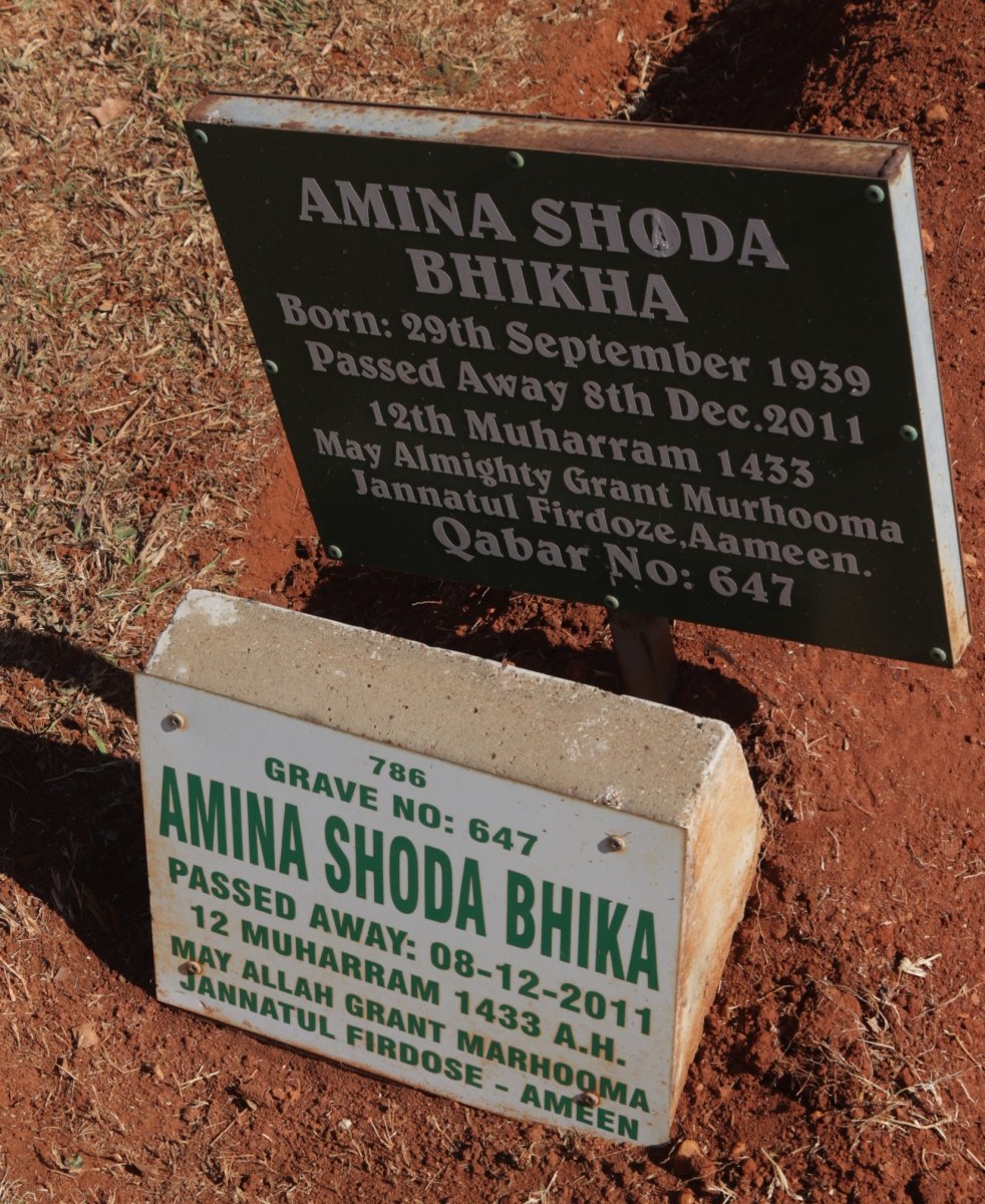 BHIKHA Amina Shoda 1939-2011