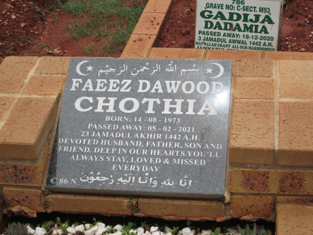 CHOTHIA Faeez Dawood 1973-2021