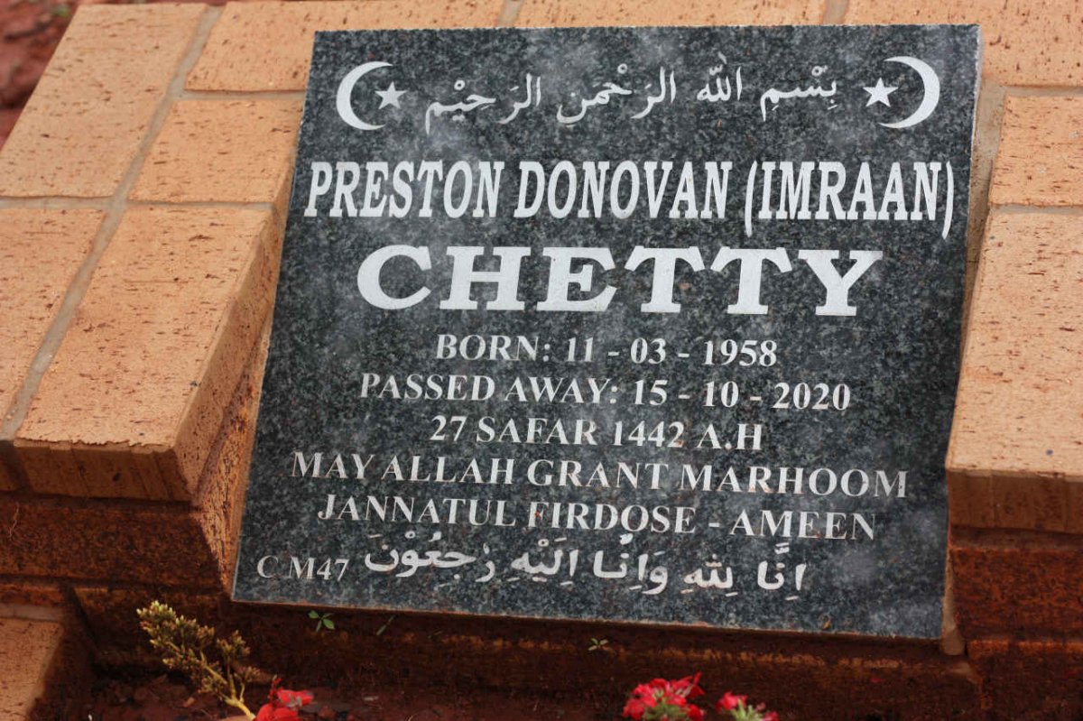 CHETTY Preston Donovan 1958-2020