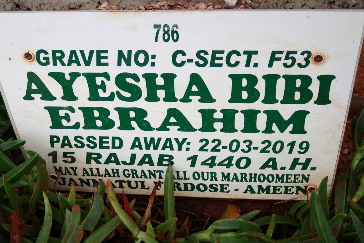 EBRAHIM Ayesha Bibi -2019