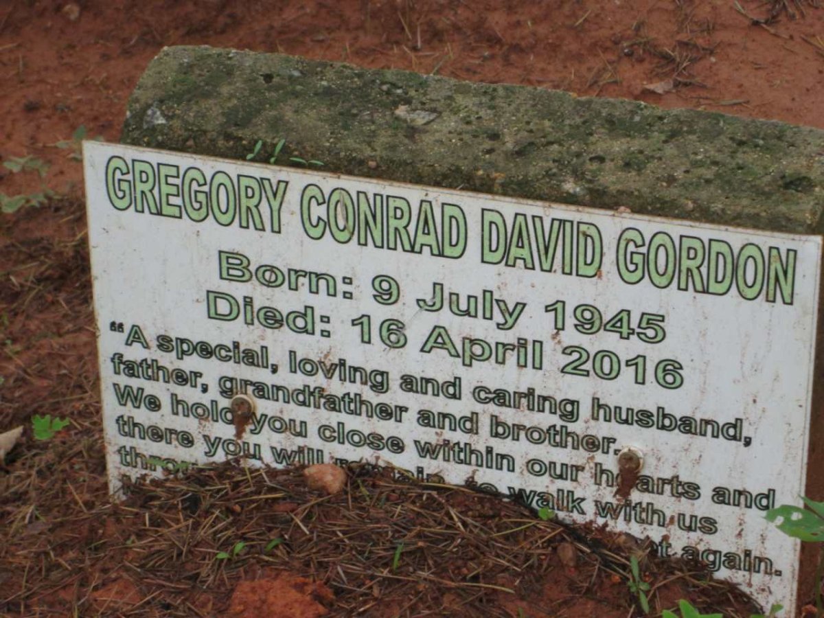 GORDON Gregory Conrad David 1945-2016