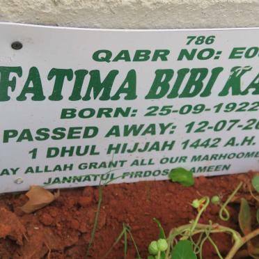KALOO Fatima Bibi 1922-2021