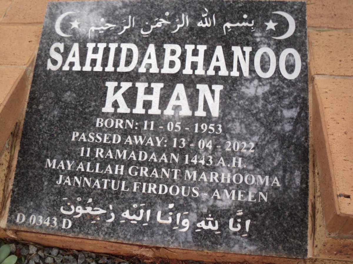 KHAN Sahidabhanoo 1953-2022