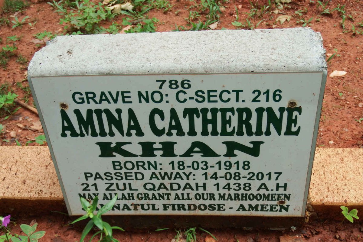 KHAN Amina Catherine 1918-2017