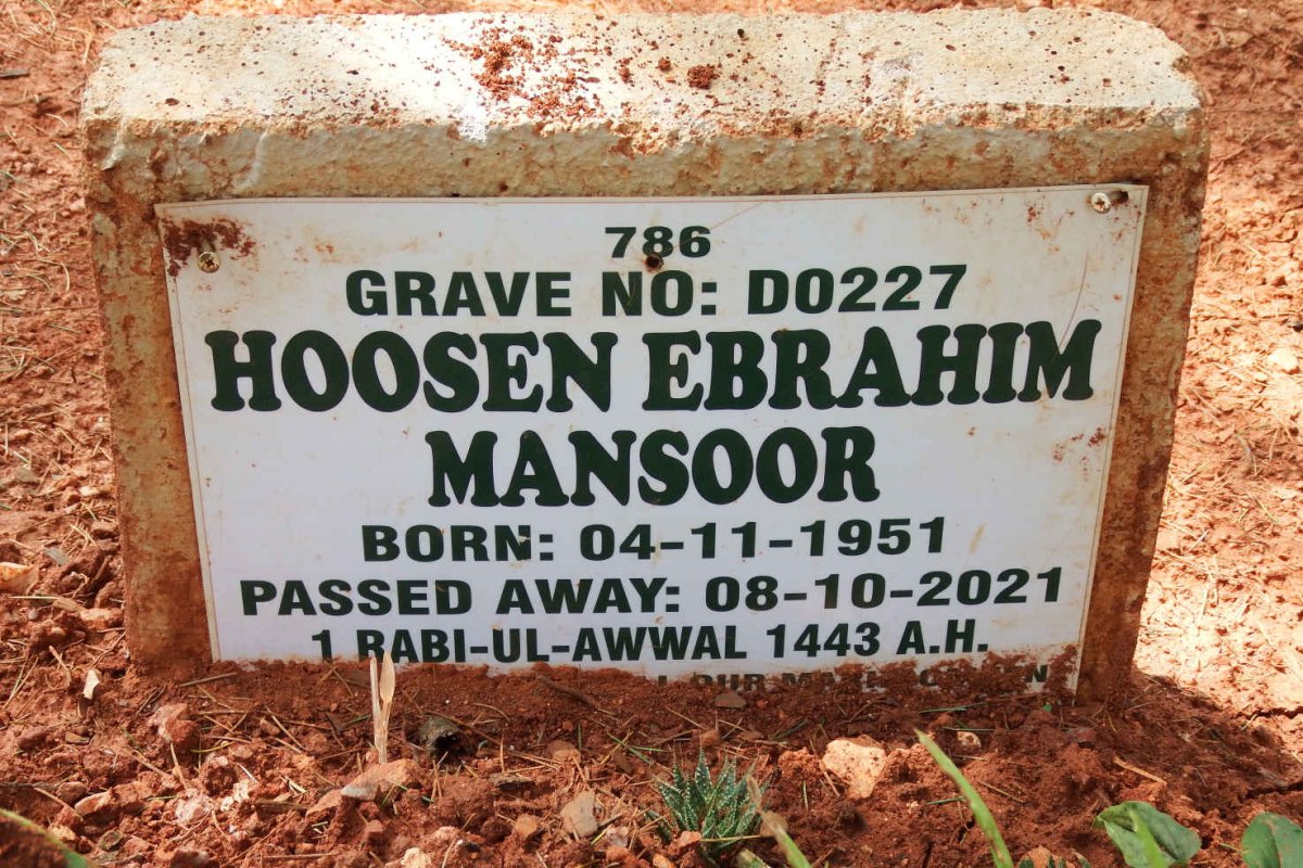 MANSOOR Hoosen Ebrahim 1951-2021