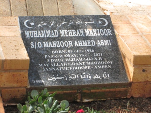 MANZOOR Muhammad Mehran 1986-2021