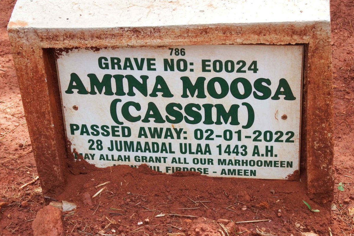 MOOSA Amina nee CASSIM -2022