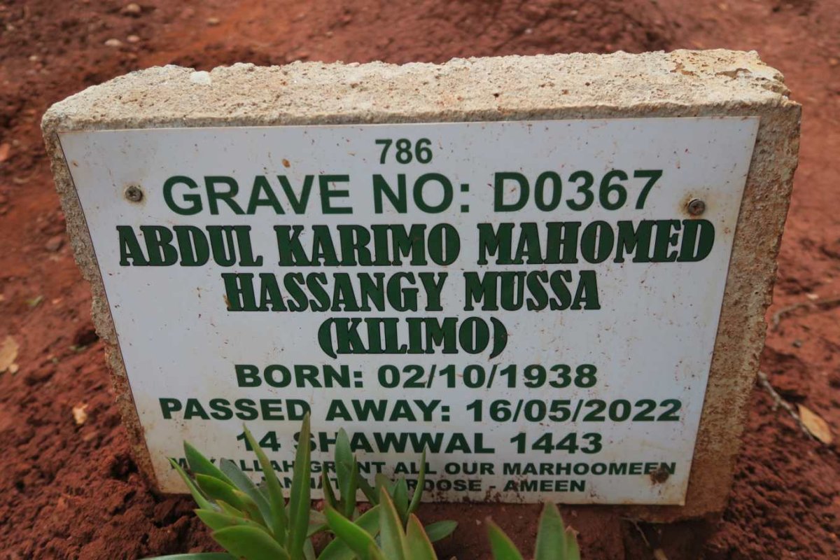 MUSSA Abdul Karimo Mahomed Hassangy 1938-2022