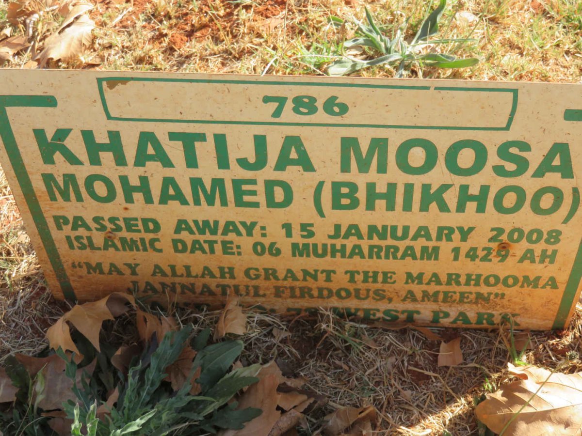 MOHAMED Khtija Moosa nee Bhikhoo -2008