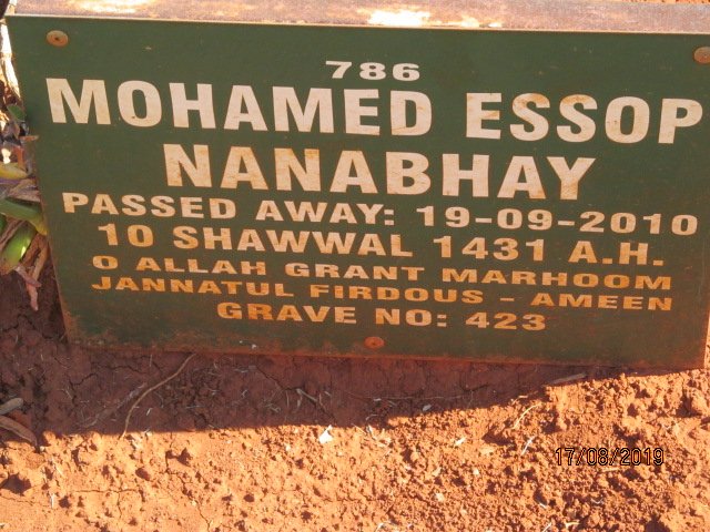 NANABHAY Mohamed Essop -2010