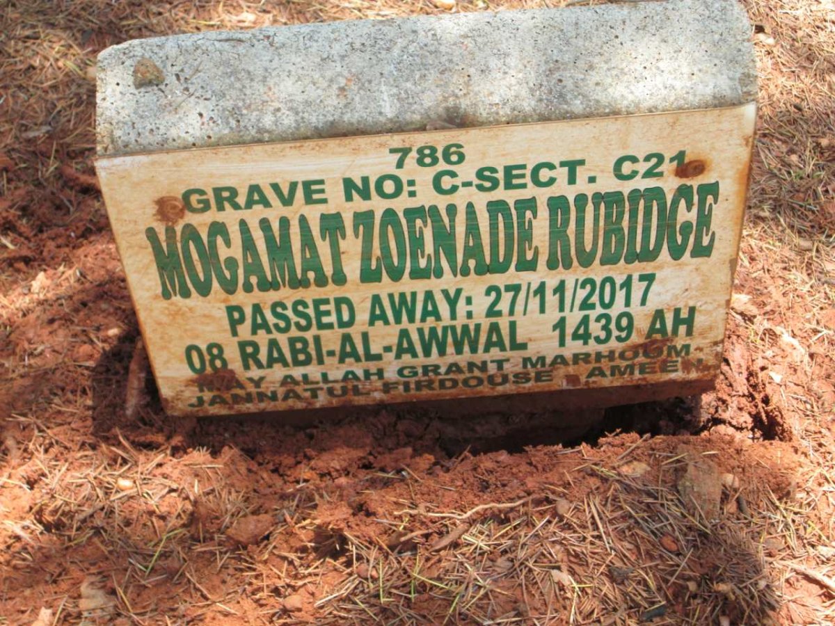 RUBIDGE Mogamat Zoenade -2017