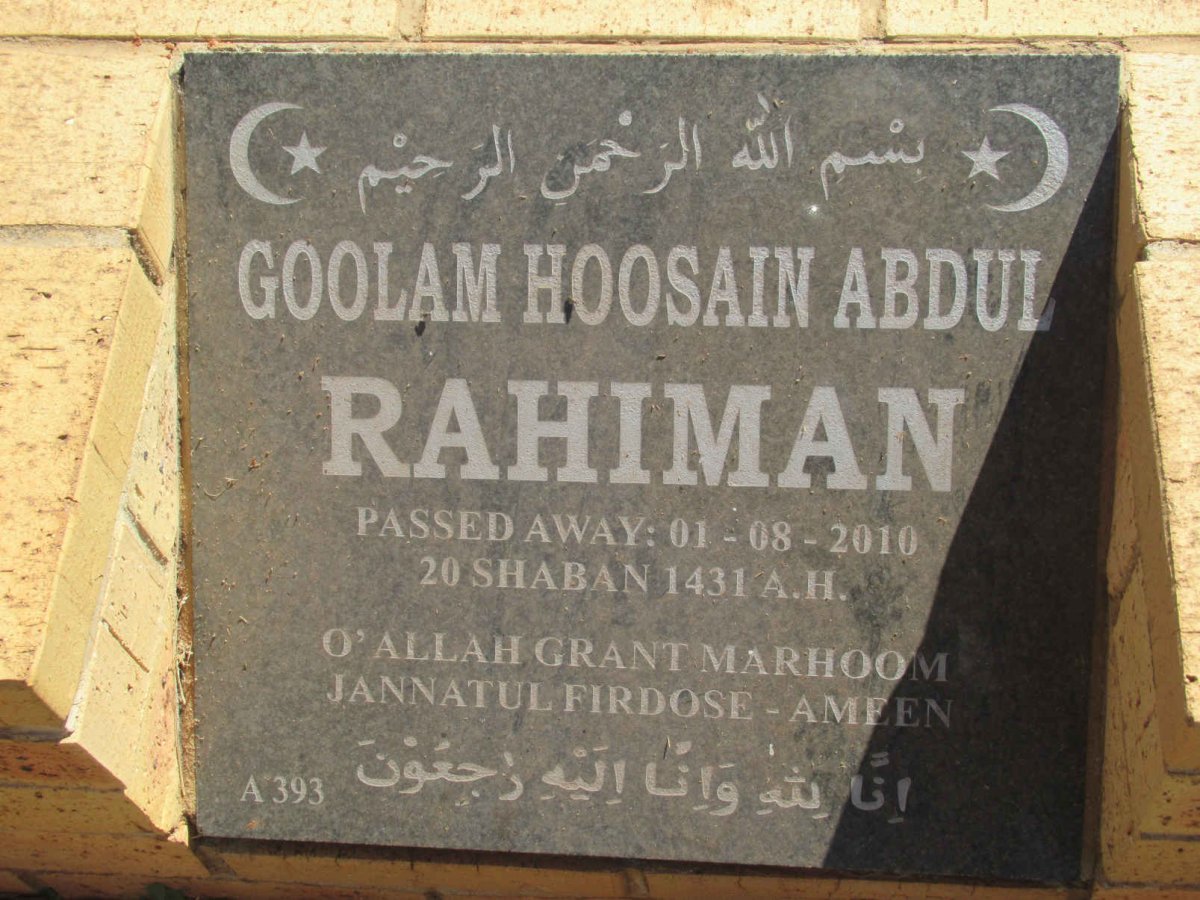 RAHIMAN Goolam Hoosain Abdul -2010