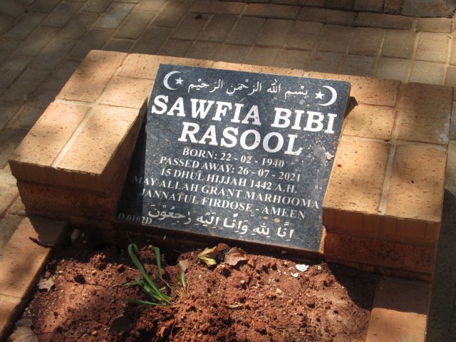 RASOOL Sawfia Bibi 1940-2021