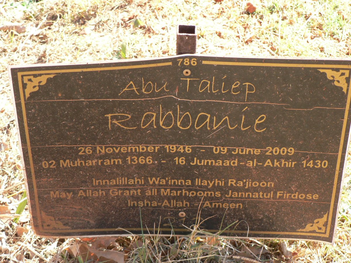 RABBANIE Abu Taliep 1946-2009