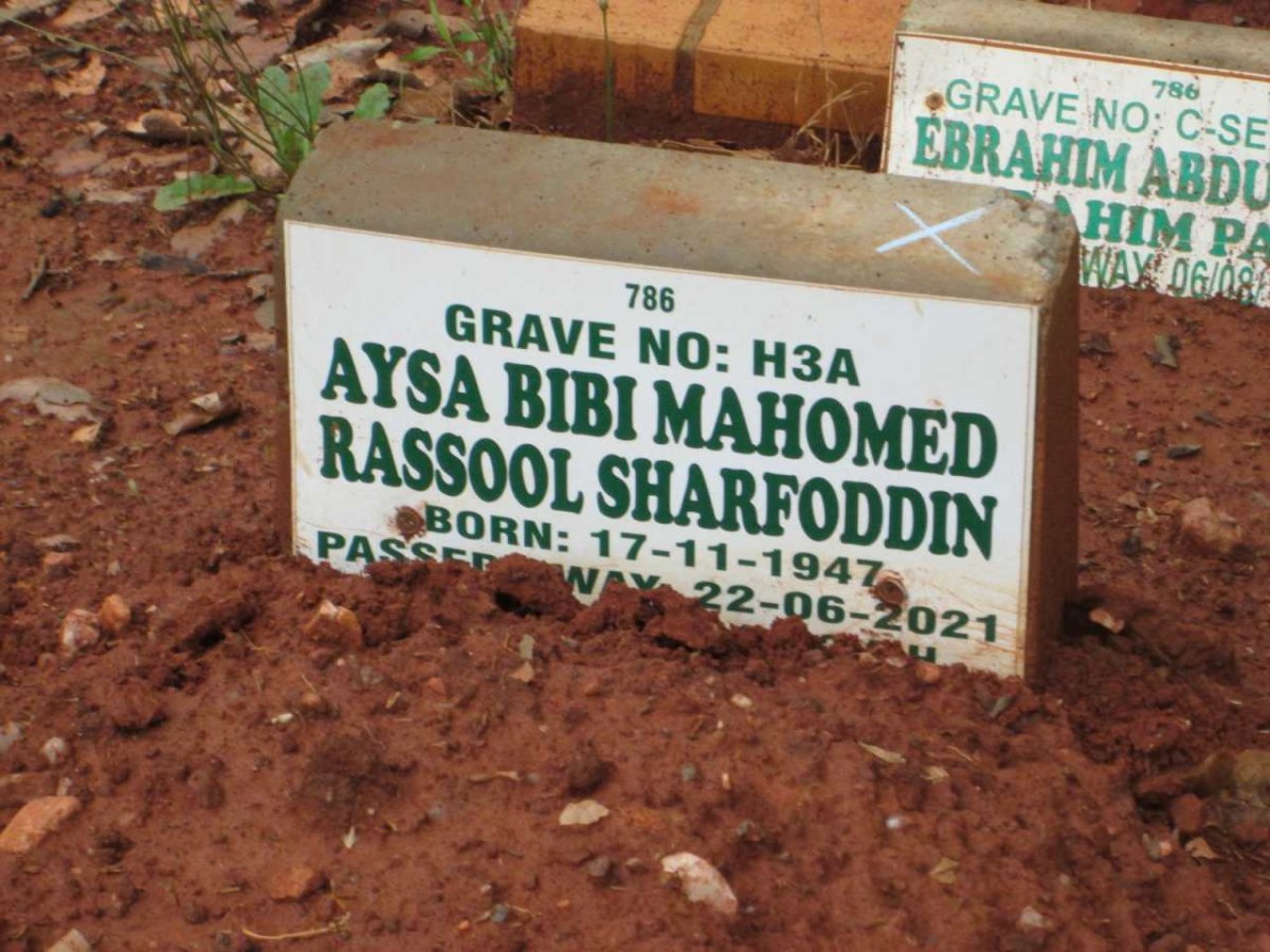 SHARFODDIN Aysa Bibi Mahomed Rassool 1947-2021