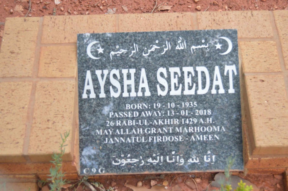 SEEDAT Aysha 1935-2018