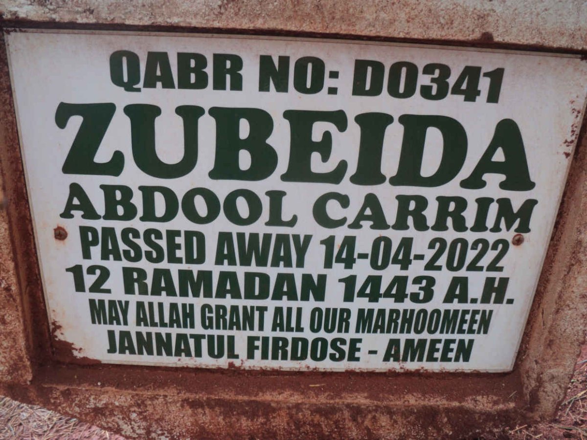 ZUBEIDA Abdool Carrim -2022