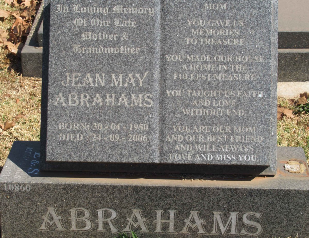 ABRAHAMS Jean May 1950-2006