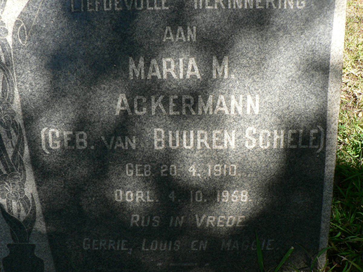 ACKERMANN Maria M. nee VAN BUUREN SCHELE 1910-1958
