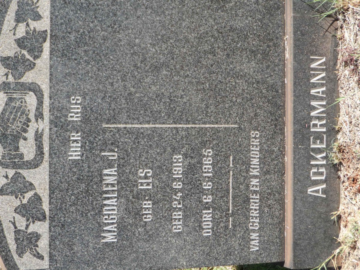 ACKERMANN Magdalena J. nee ELS 1913-1965