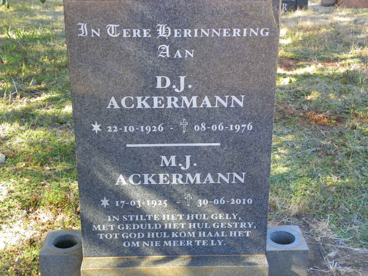 ACKERMANN D.J. 1926-1976 :: ACKERMANN M.J. 1925-2010