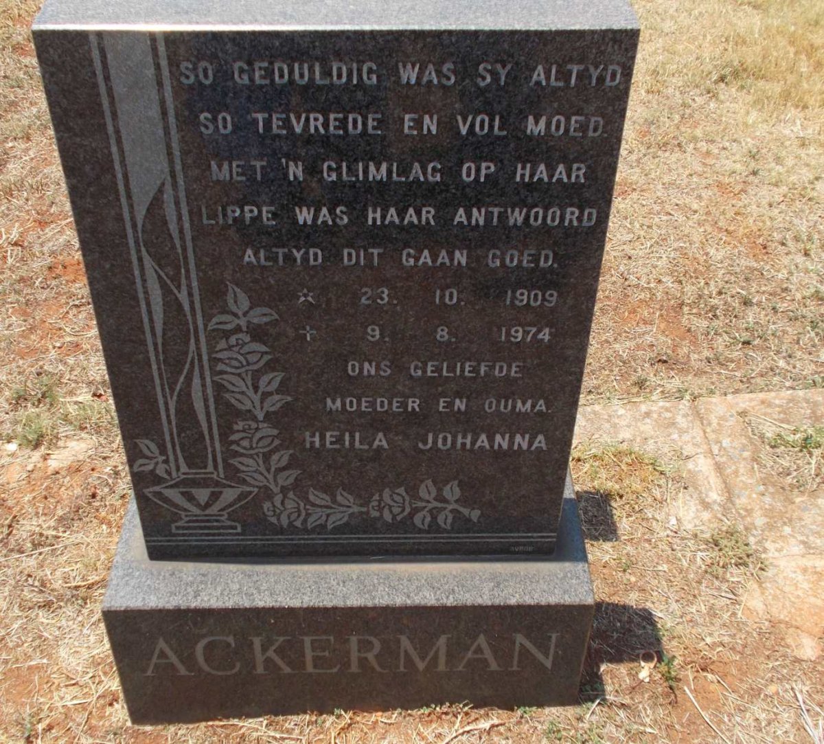 ACKERMAN Heila Johanna 1909-1974