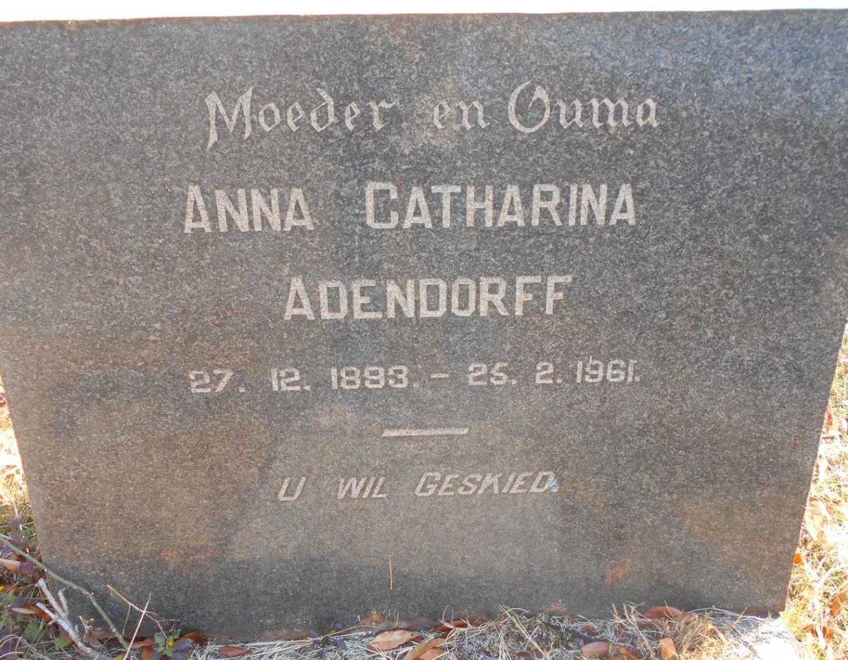 ADENDORFF Anna Catharina 1893-1961