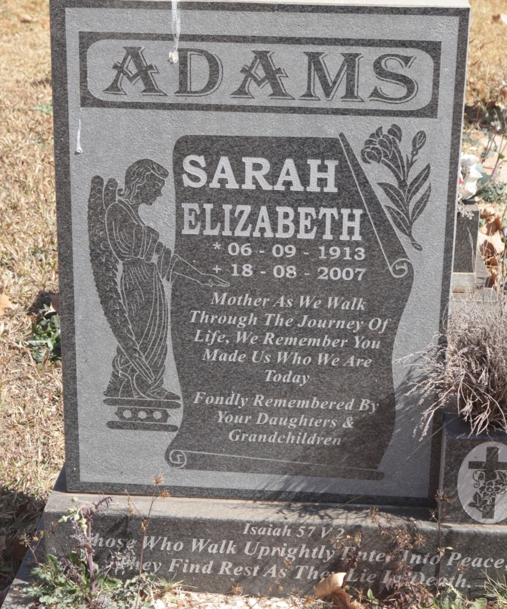 ADAMS Sarah Elizabeth 1913-2007